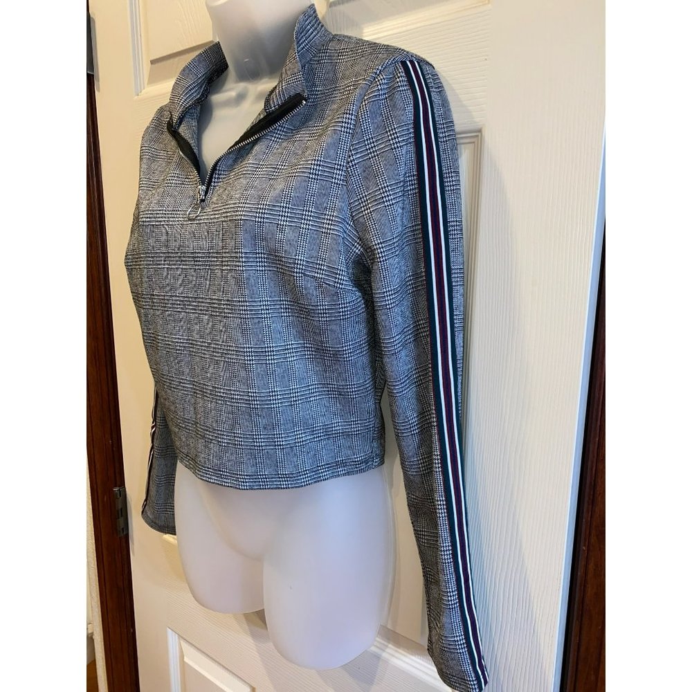 Iris Houndstooth Cropped Zip Top Size Large
